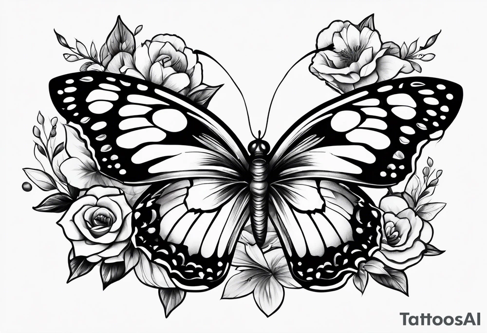 Butterflies and flowers tattoo idea
