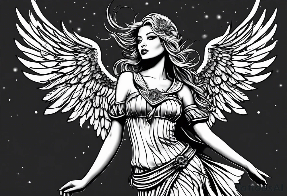 Female dark angel tattoo idea
