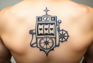 Slot machine and compass tattoo idea