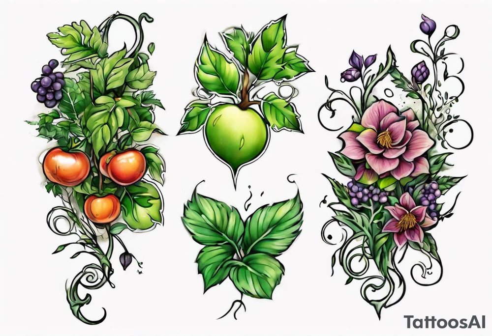“Plant powered” with growing vines tattoo idea