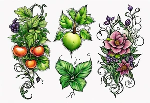 “Plant powered” with growing vines tattoo idea