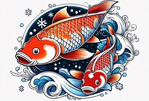 Constellation, animal koi carp, snowflake tattoo idea