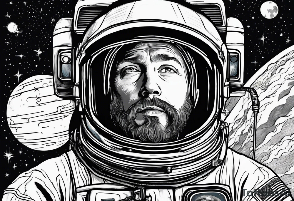 A person looking up at space tattoo idea