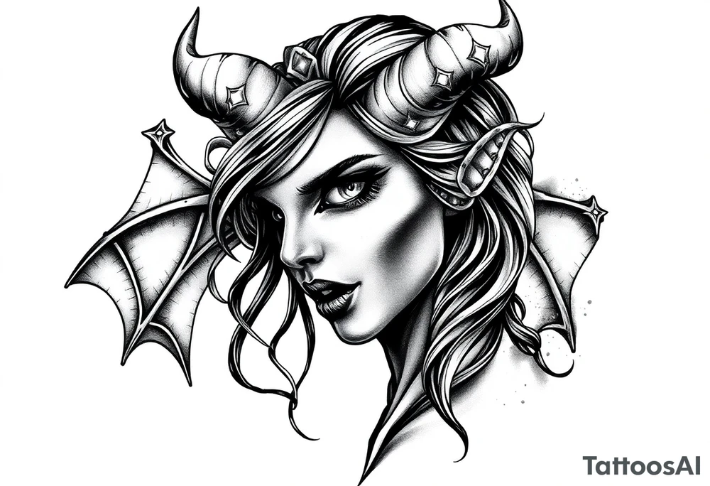 Demon girl tattoo idea