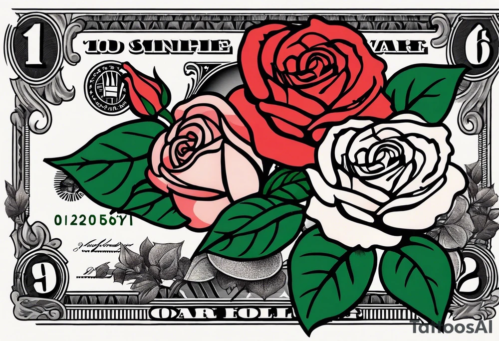 The flowers are money roses on American bills. tattoo idea