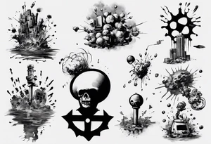 - blot 
- bomb
- atoms splitting
- beauty
- life at a small scale
- man against the world
- doom
- banksy tattoo idea