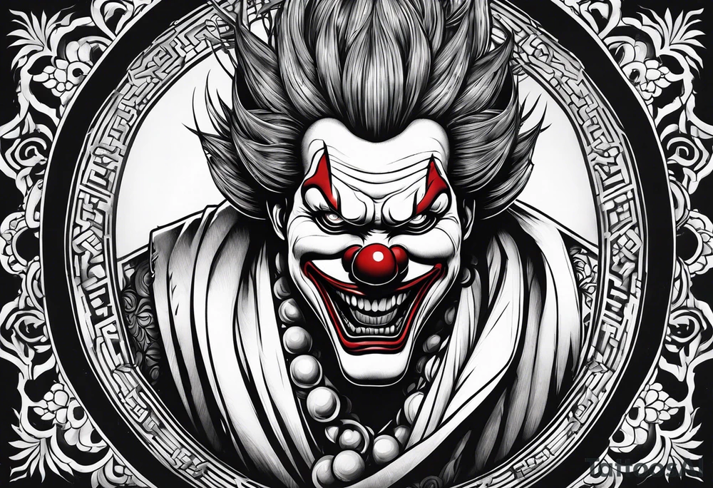 Evil clown gangster tattoo idea