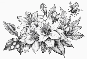 Columbine plant and flowers tattoo idea