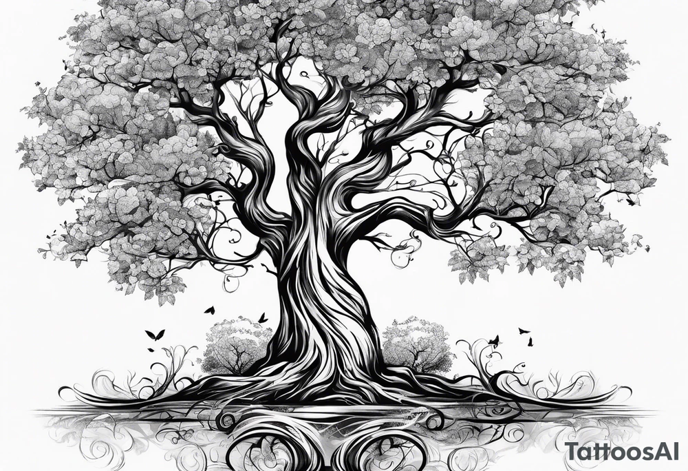 Tree with branches for children and grandchildren’s names tattoo idea