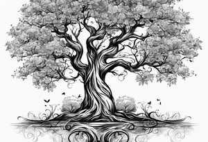 Tree with branches for children and grandchildren’s names tattoo idea