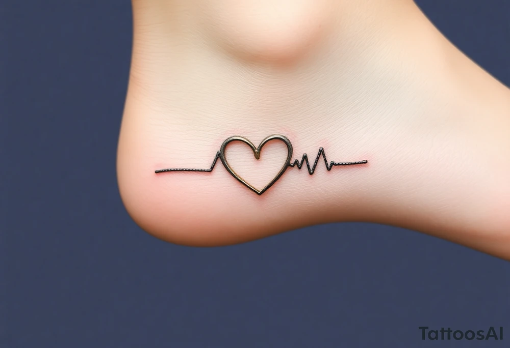 A heartbeat line wrapping around a delicate infinity symbol, colored in silver with gold, representing eternal love. tattoo idea