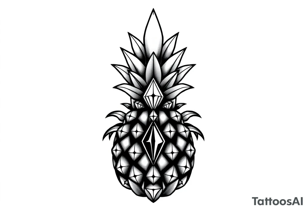 Majestic crown pineapple ,vagina, anus ,diamonds tattoo idea