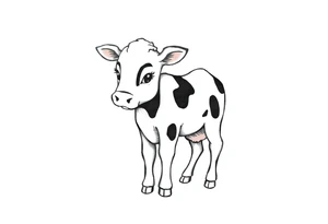small cute black and white patched baby cow tattoo idea