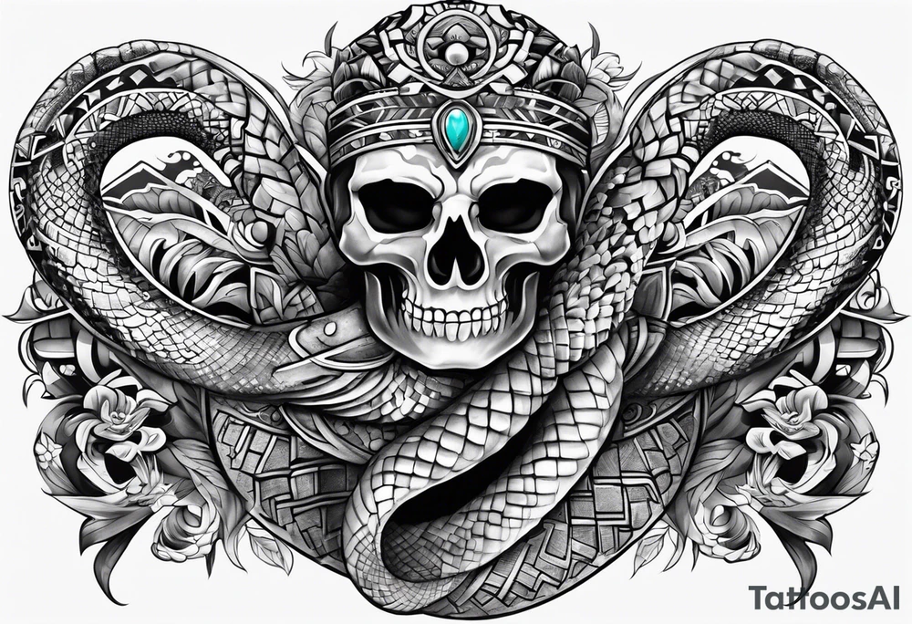 aztec snake sleeve tattoo idea