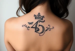 Trying to get a coverup over the number 45 with a capital G with a crown tilted to the left of it tattoo idea