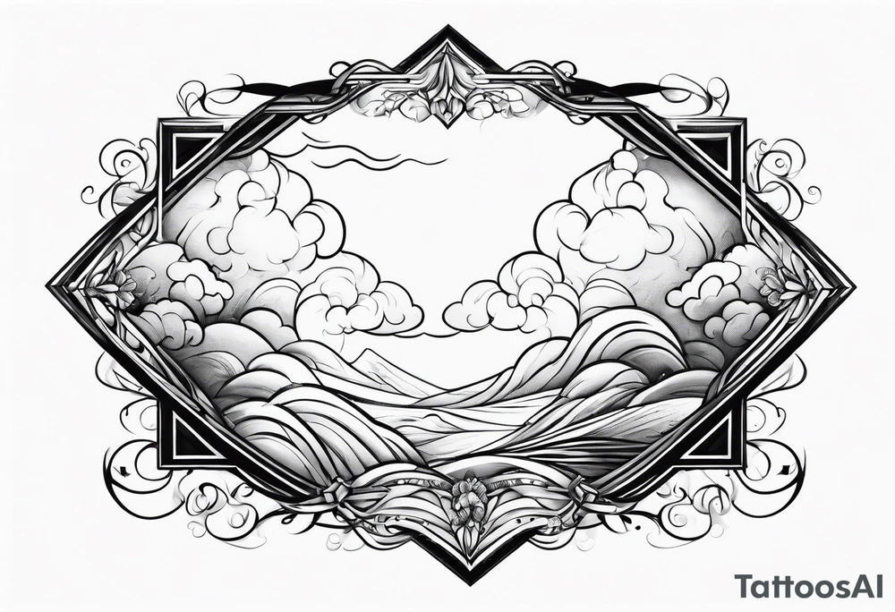 clouds swirl frame vignette tattoo idea