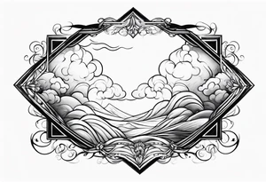 clouds swirl frame vignette tattoo idea