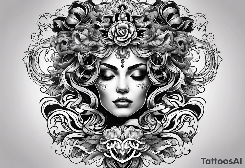 Medusa tattoo on forearm half the face and half skull tattoo idea