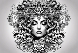 Medusa tattoo on forearm half the face and half skull tattoo idea