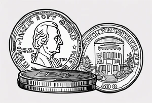 fifty cent us currency coin tattoo idea