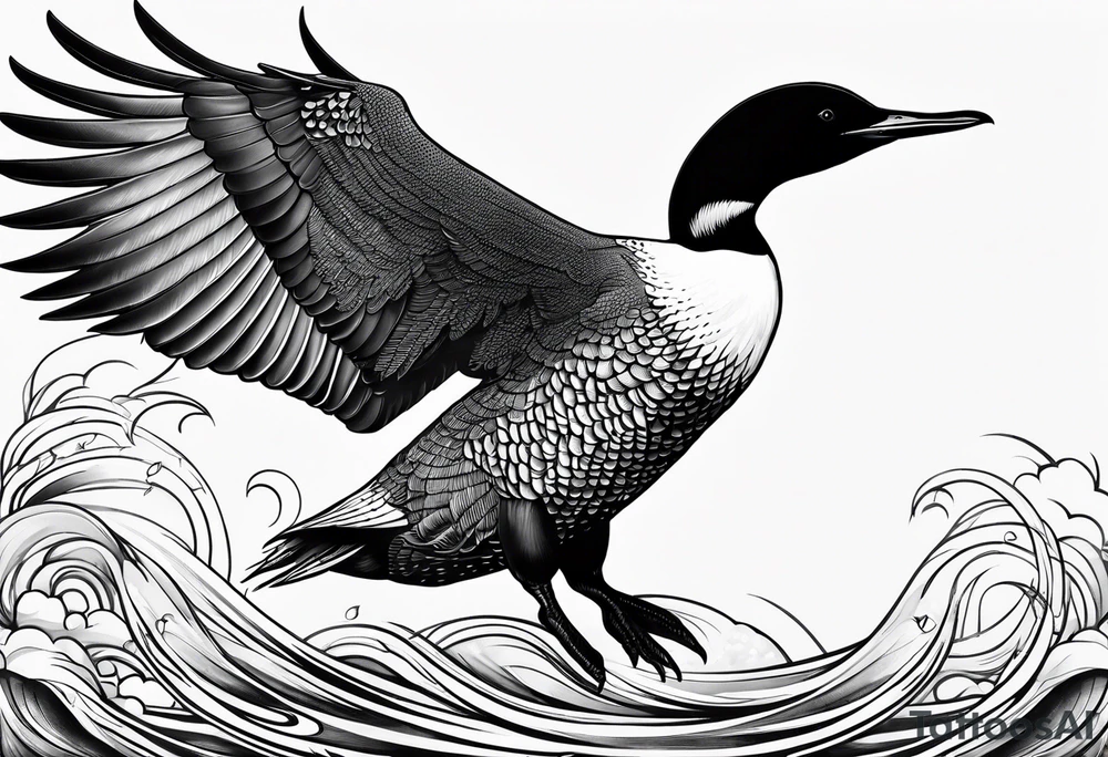 Loon stretching wings tattoo idea