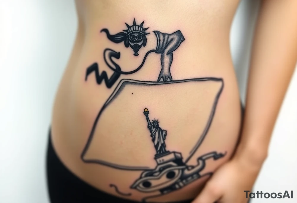 Scooba diver, diving with manta ray belly to belly, huge big mac burger, statue of liberty, in los santos, tattoo idea