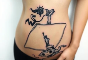 Scooba diver, diving with manta ray belly to belly, huge big mac burger, statue of liberty, in los santos, tattoo idea