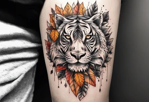 Front knee tattoo with fall colors tattoo idea