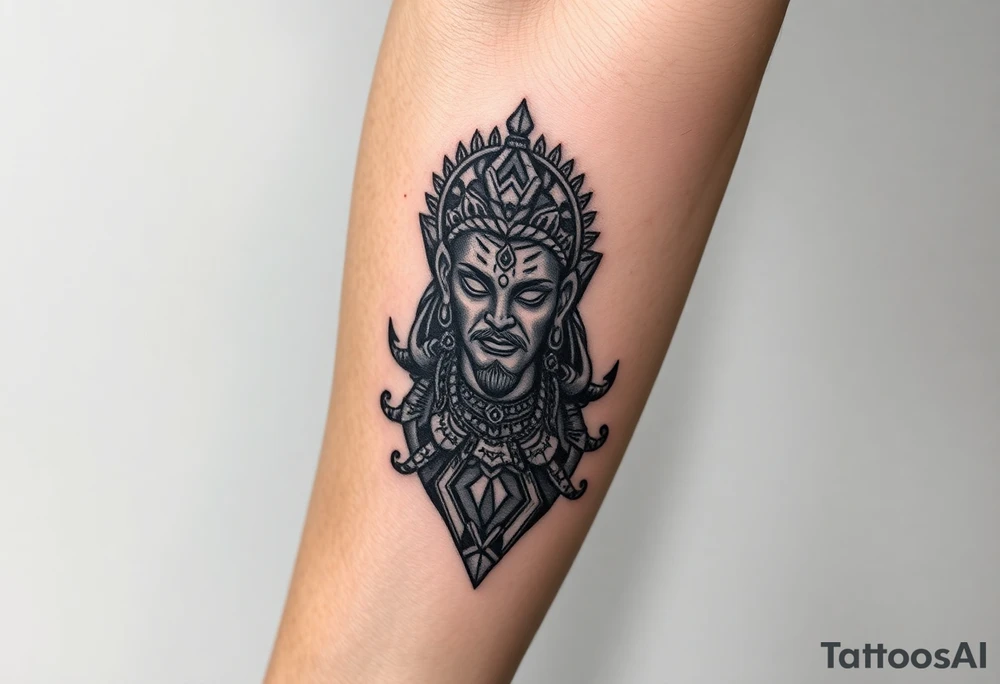 hindu god tattoo that shows strength and is trippy tattoo idea