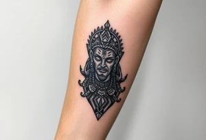 hindu god tattoo that shows strength and is trippy tattoo idea