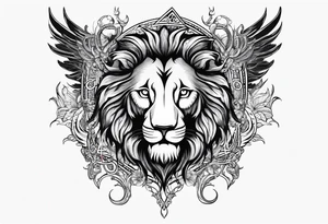 Lion with burned wings an ouroboros sign tattoo idea