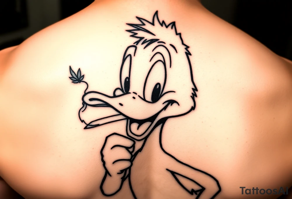 Daffy duck smoking a joint of marijuana tattoo idea