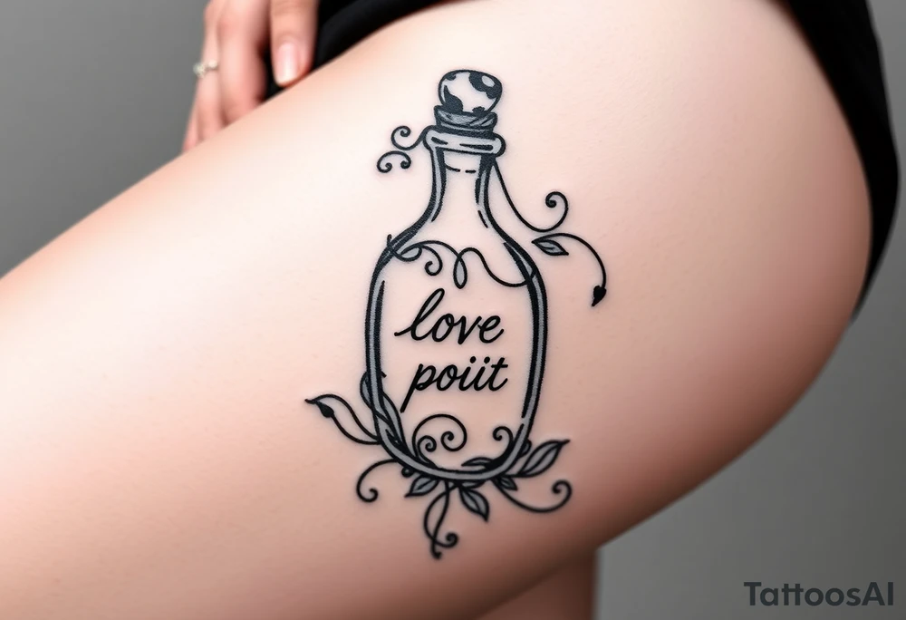 Love potion bottle tattoo idea