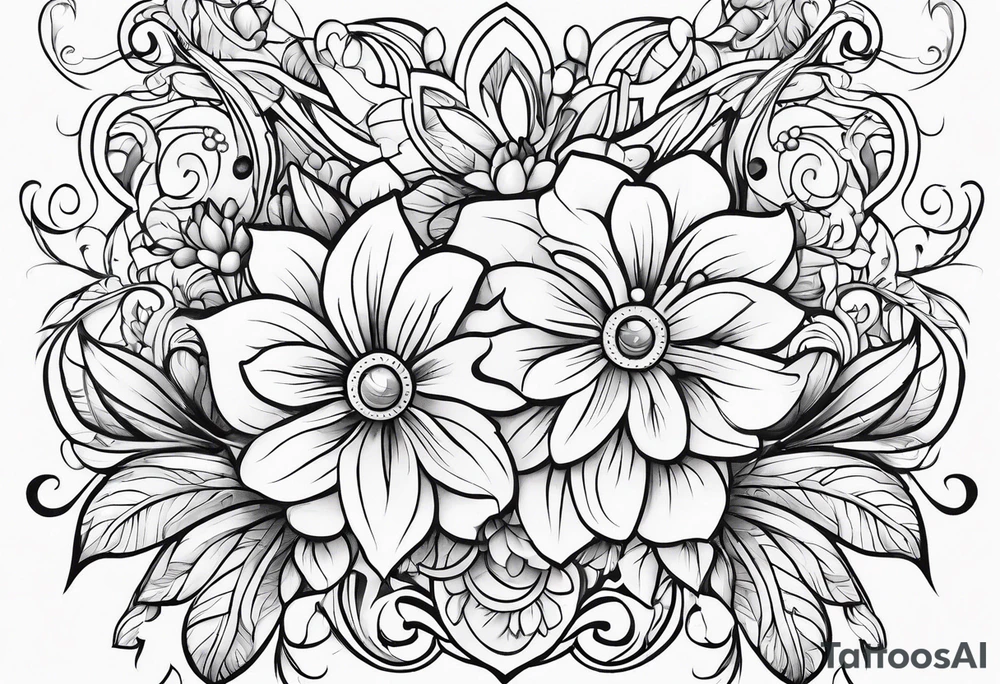 Flowers and fairies tattoo idea