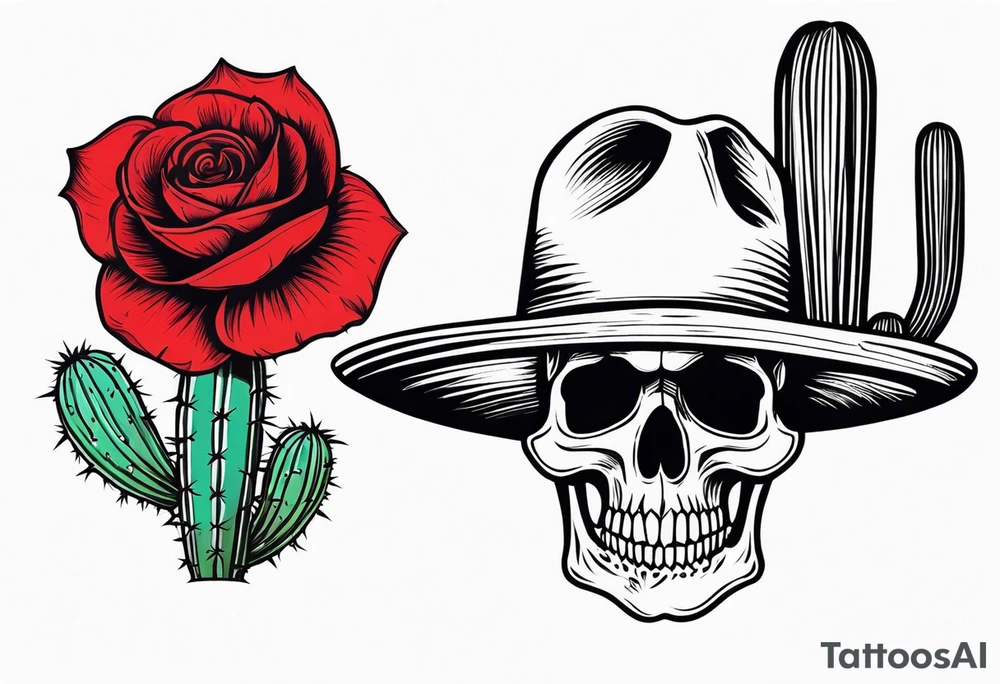 red rose, Mexican hat,  cactus, except skull tattoo idea