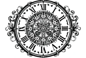 vintage roman numerals within ornate clockwork mechanism tattoo idea
