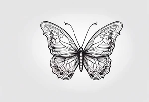 thin delicate contour butterfly tattoo idea