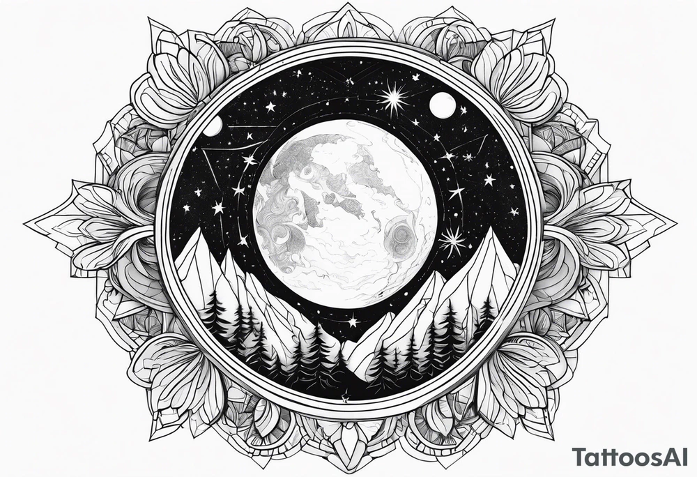 Mother earth celestial stars moon sun tattoo idea