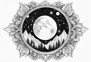 Mother earth celestial stars moon sun tattoo idea