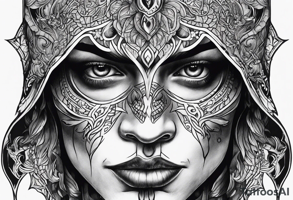 Sexy male ghost face tattoo idea