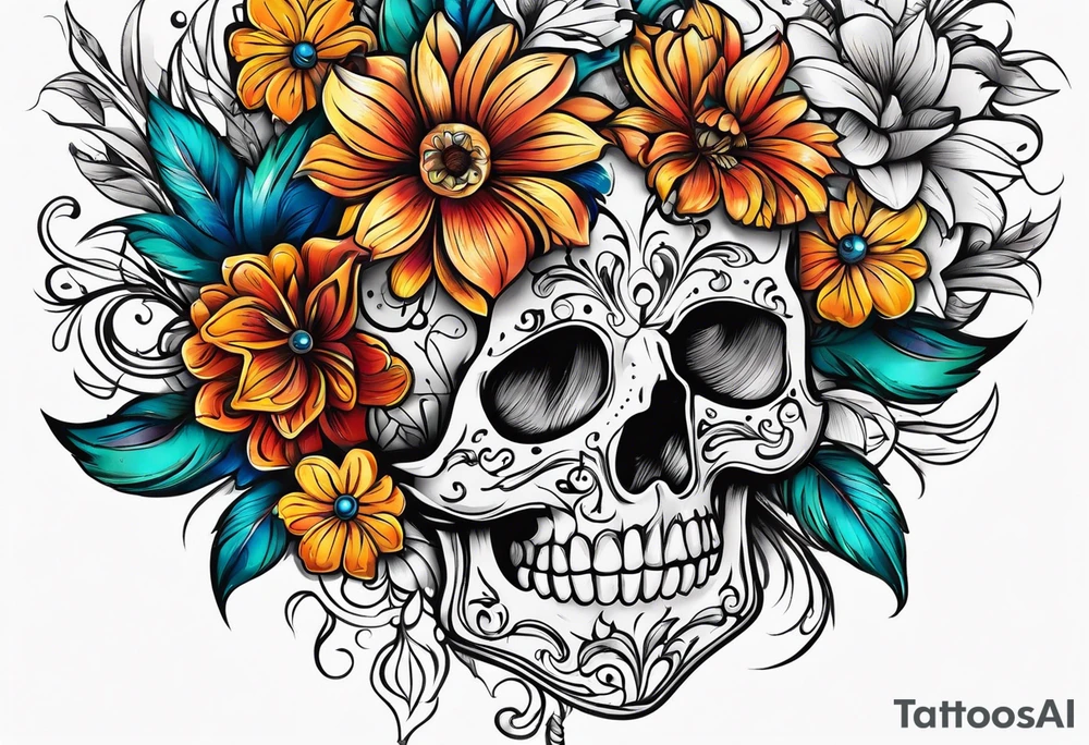 ornaments of flowers tattoo idea