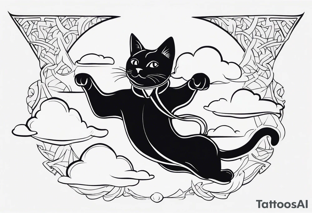 skydiving cat tattoo idea