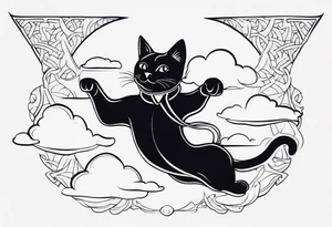 skydiving cat tattoo idea