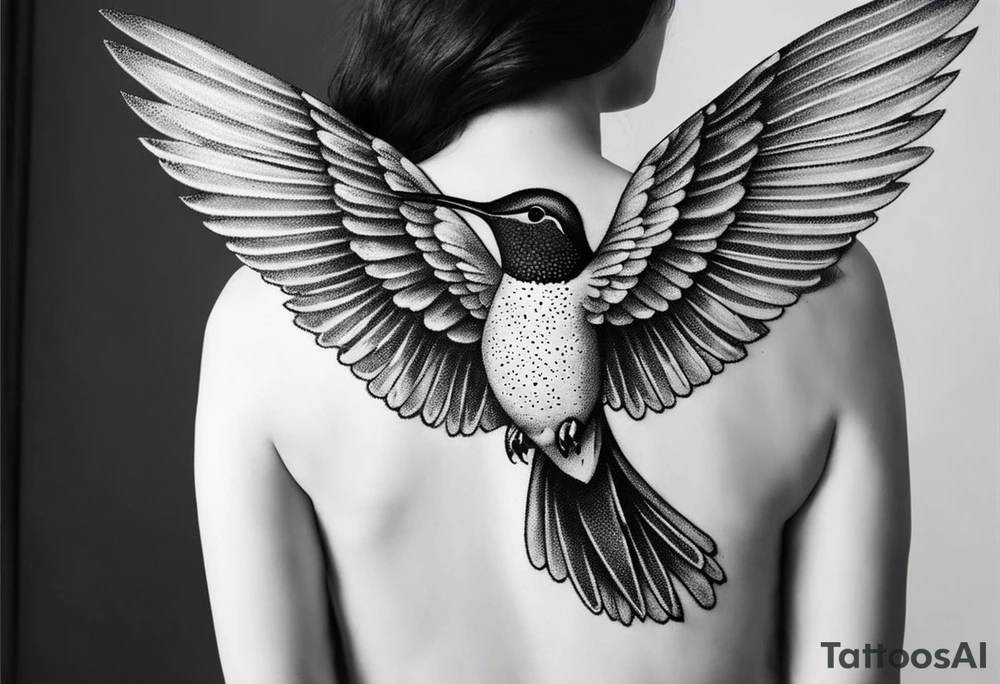 Hummingbird wings spread tattoo idea