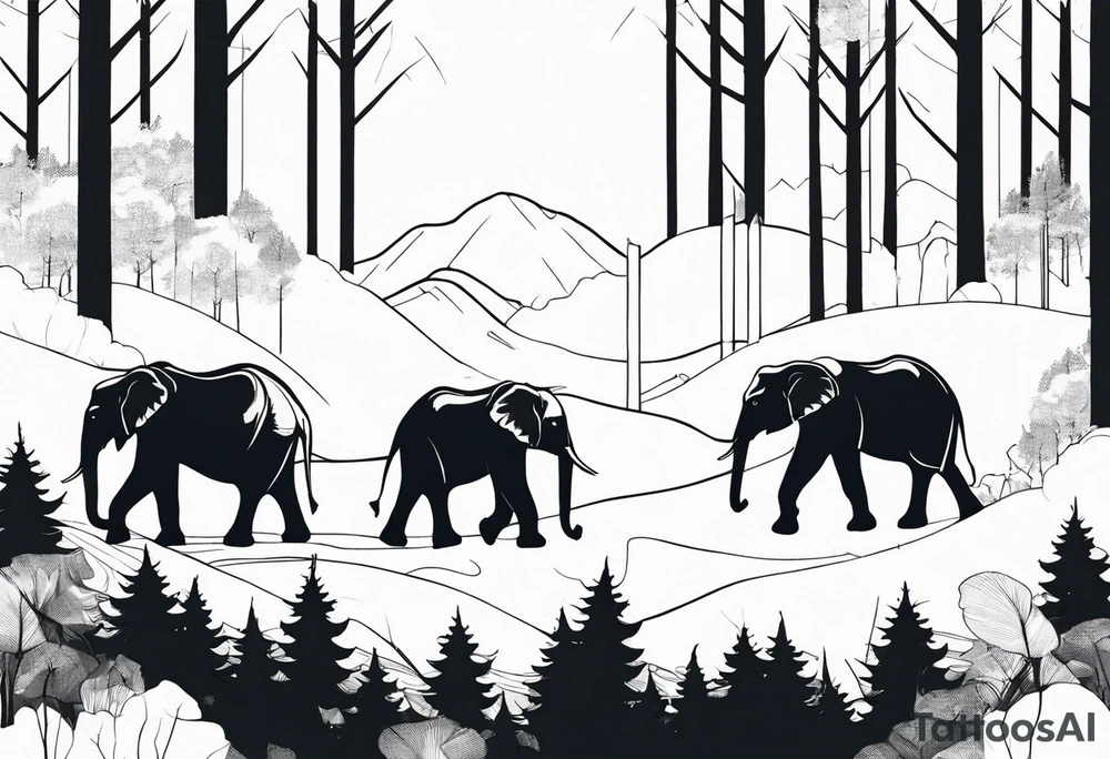 ELEPHANTS IN FOREST tattoo idea