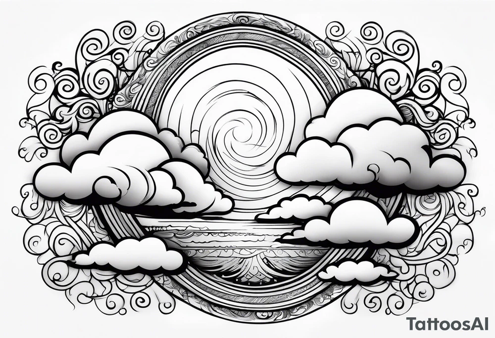 heaven clouds swirl vignette tattoo idea