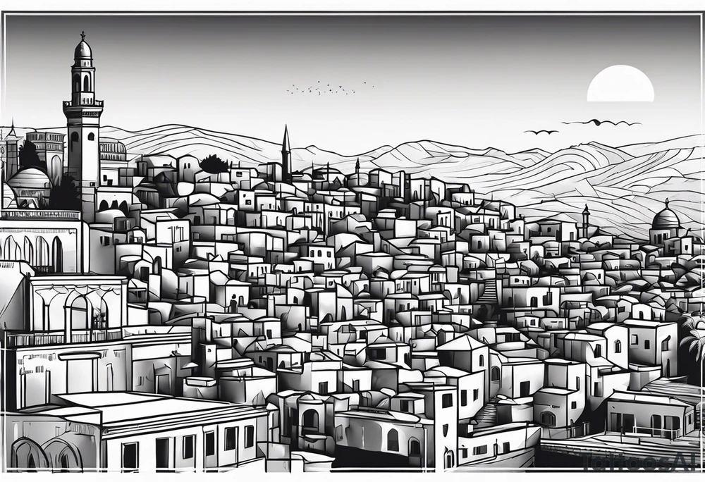 israel city vector tattoo idea