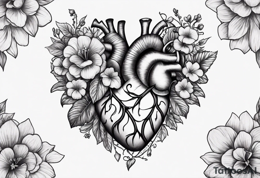 Heart made with violets tattoo idea