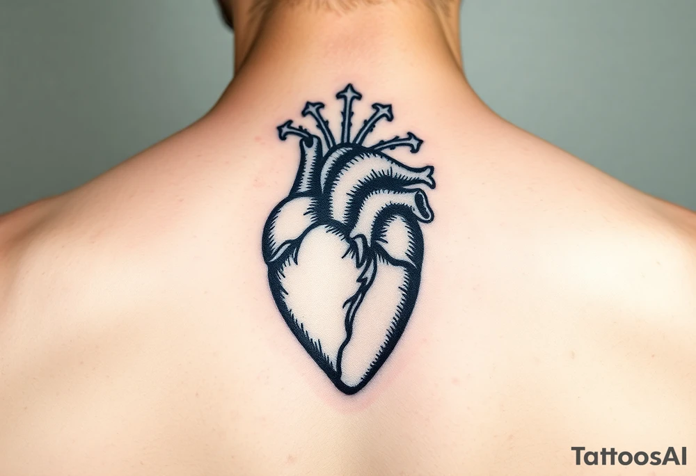 medieval heart woodcut tattoo idea