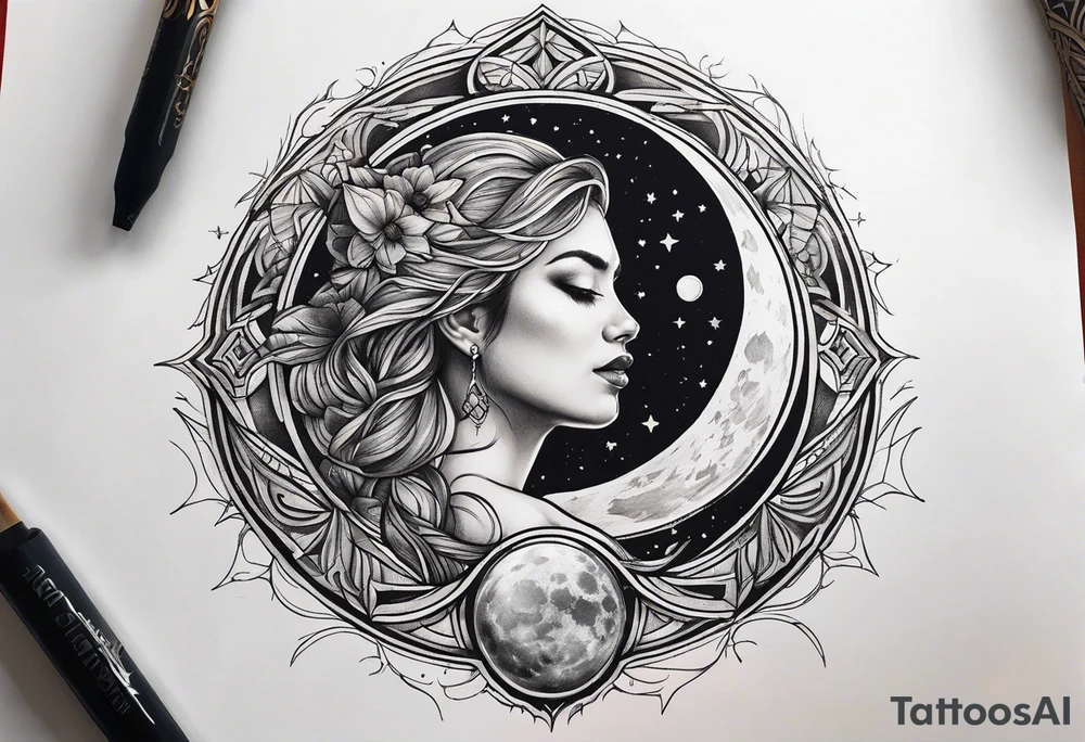 sacred moon tattoo idea